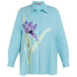 Hot Marina Rinaldi Cotton Poplin Shirt Turquoise