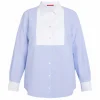 Hot Marina Rinaldi Sport Marina Rinaldi Cotton Poplin Embellished Shirt Blue