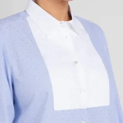 Hot Marina Rinaldi Sport Marina Rinaldi Cotton Poplin Embellished Shirt Blue