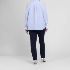 Hot Marina Rinaldi Sport Marina Rinaldi Cotton Poplin Embellished Shirt Blue