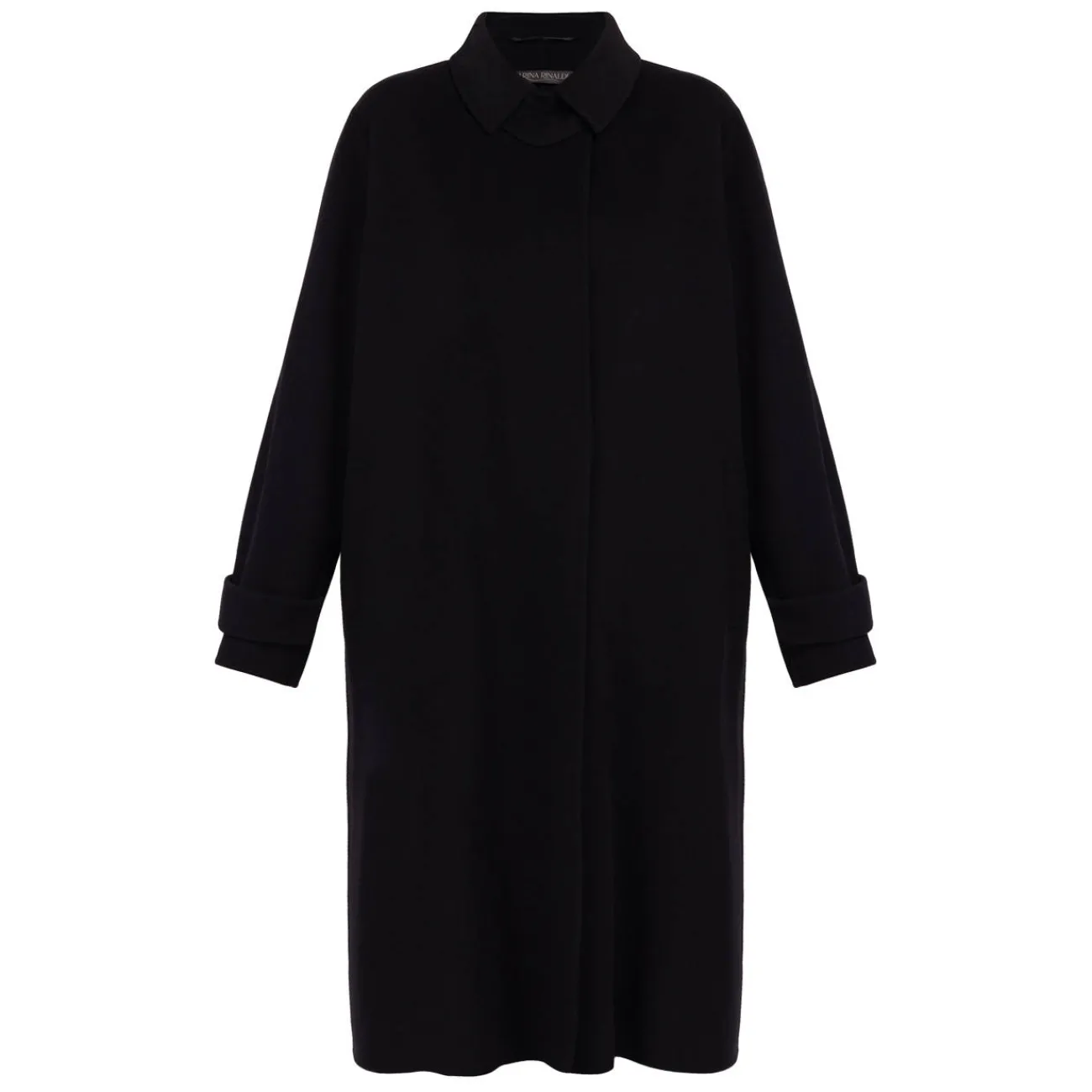 New Marina Rinaldi Double Face Wool Coat Black