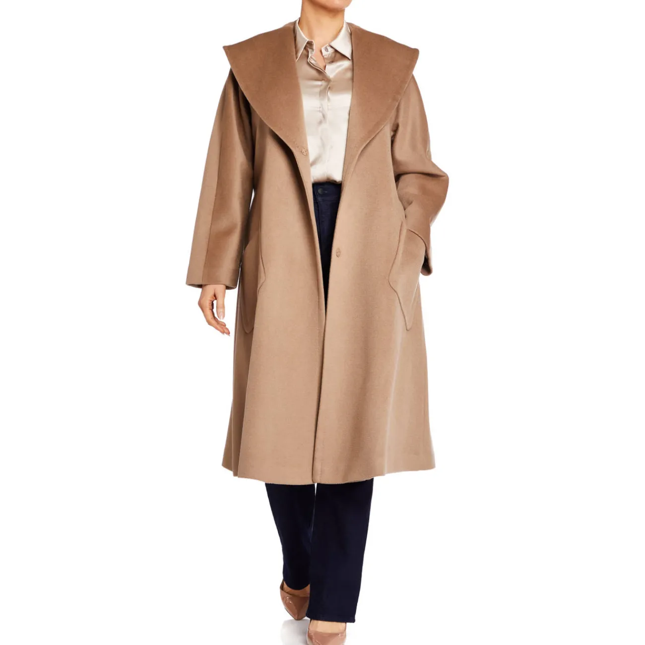 Clearance Marina Rinaldi Double Face Wool Coat Champagne