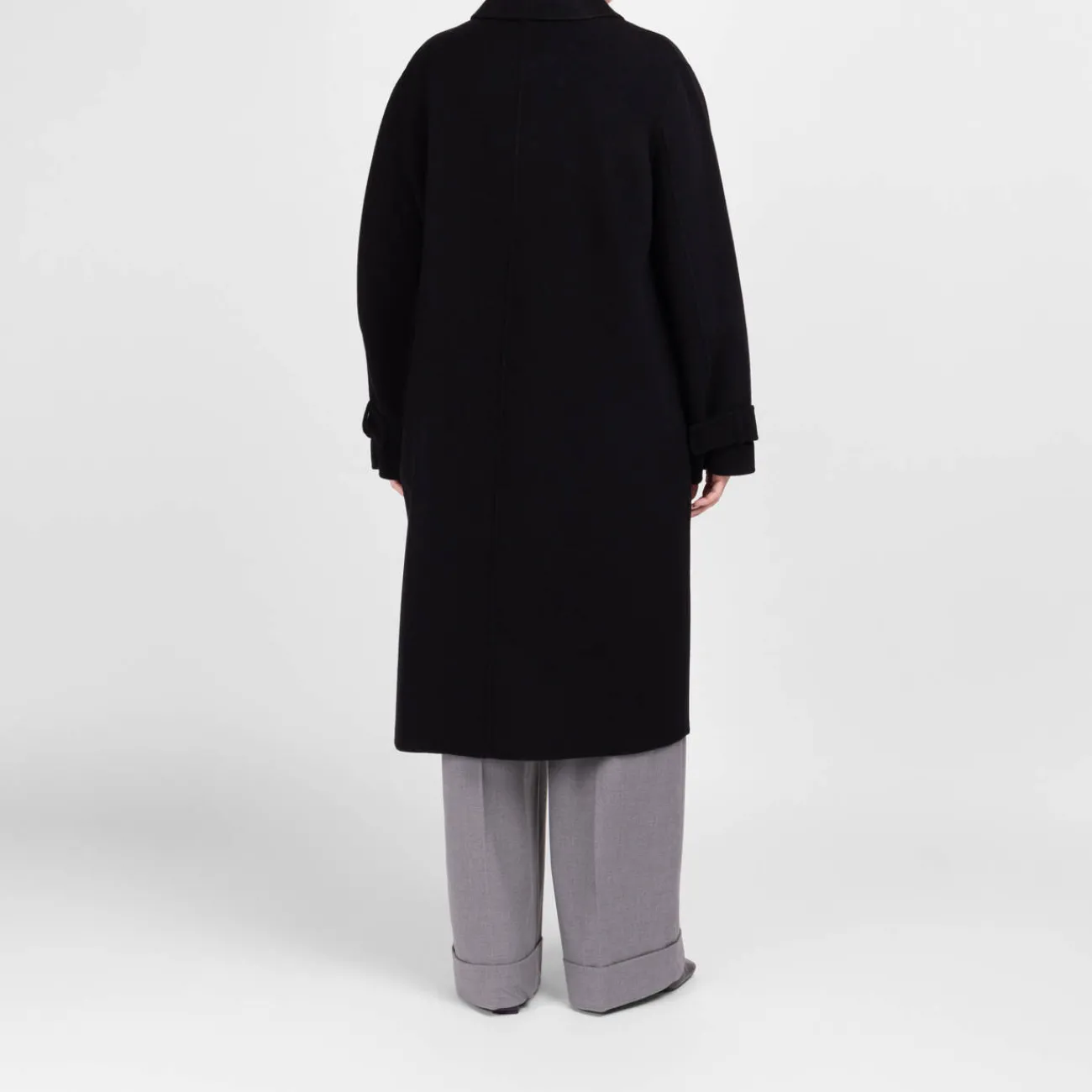 New Marina Rinaldi Double Face Wool Coat Black