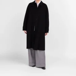 New Marina Rinaldi Double Face Wool Coat Black