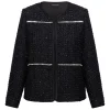 Online Marina Rinaldi Elegante Marina Rinaldi Embellished Yarn-Dyed Jacket Black