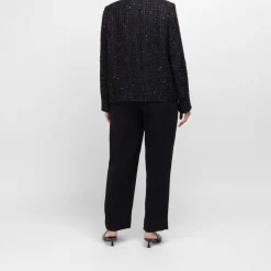 Online Marina Rinaldi Elegante Marina Rinaldi Embellished Yarn-Dyed Jacket Black
