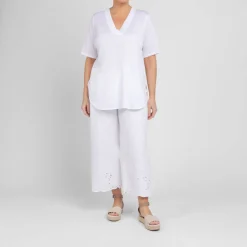 New Marina Rinaldi Embroidered Hem Jeans White