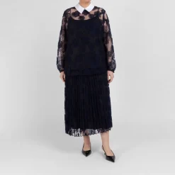 Sale Marina Rinaldi Embroidered Lace Collared Top