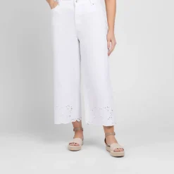 New Marina Rinaldi Embroidered Hem Jeans White