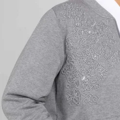 Online Marina Rinaldi Embroidered Jersey Bomber-Cut Jacket Grey