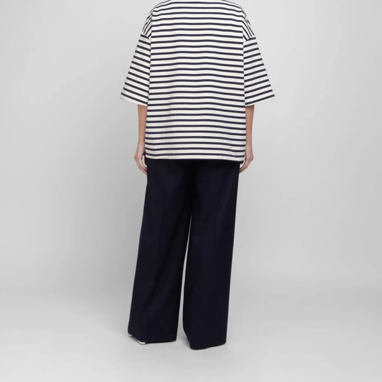 Fashion Marina Rinaldi Sport Marina Rinaldi Embroidered Jersey T-Shirt Navy Stripe