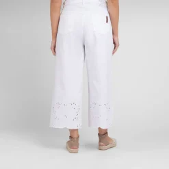 New Marina Rinaldi Embroidered Hem Jeans White