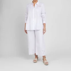 New Marina Rinaldi Embroidered Hem Jeans White