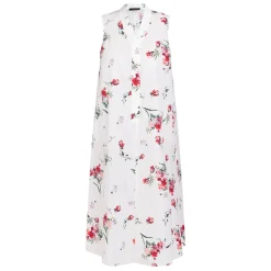 Discount Marina Rinaldi Floral Cotton Poplin Dress with Optional Sleeve White