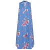 Fashion Marina Rinaldi Floral Cotton Poplin Dress with Optional Sleeve Blue