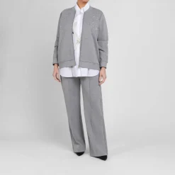 New Marina Rinaldi Jersey Trousers Marl Grey