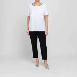 New Marina Rinaldi Jewel Collar T-Shirt White