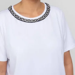 New Marina Rinaldi Jewel Collar T-Shirt White