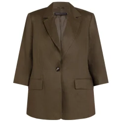 Outlet Marina Rinaldi Linen Blazer Khaki Green