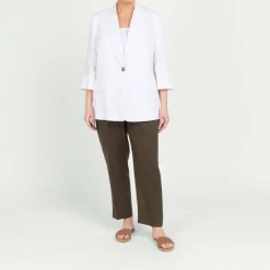 Fashion Marina Rinaldi Linen Blazer White
