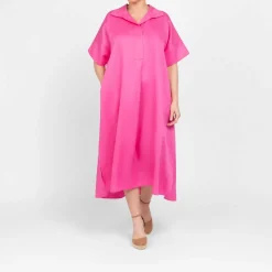 Hot Marina Rinaldi Sport Marina Rinaldi Linen Blend Dress Fuchsia