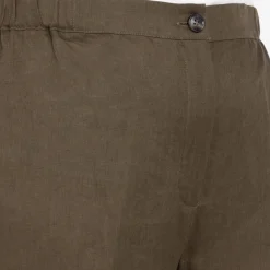 Fashion Marina Rinaldi Linen Cigarette Trousers Khaki Green