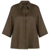 Fashion Marina Rinaldi Linen Shirt Khaki Green