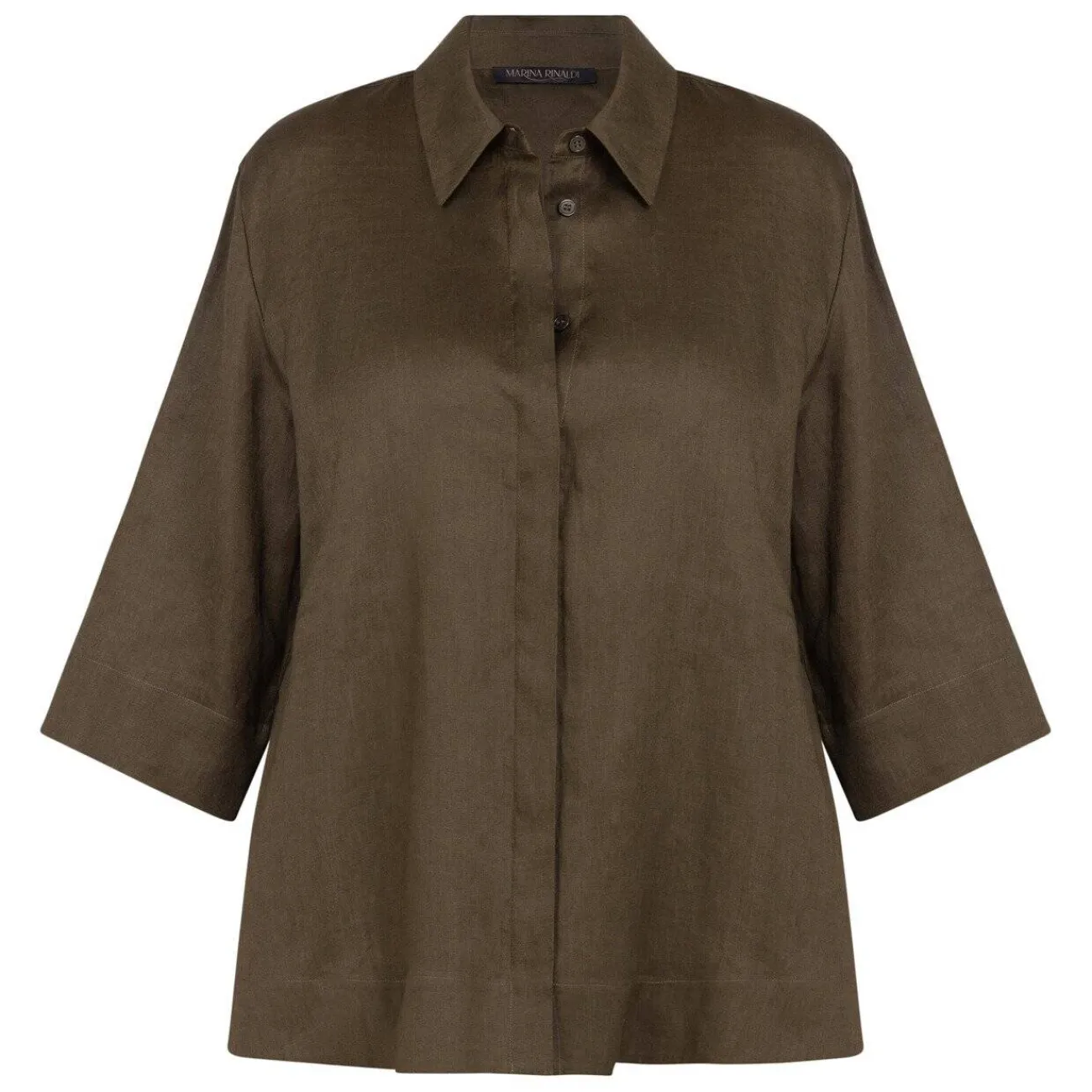Fashion Marina Rinaldi Linen Shirt Khaki Green