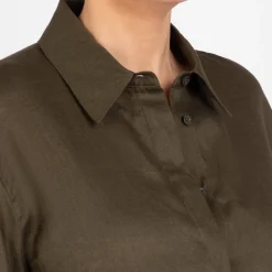 Fashion Marina Rinaldi Linen Shirt Khaki Green