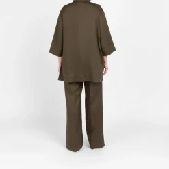 Fashion Marina Rinaldi Linen Shirt Khaki Green
