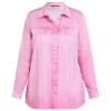 Outlet Marina Rinaldi Lyocell Satin Shirt Rose Pink