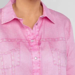 Outlet Marina Rinaldi Lyocell Satin Shirt Rose Pink