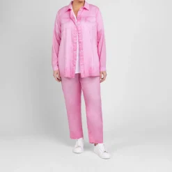 Outlet Marina Rinaldi Lyocell Satin Shirt Rose Pink