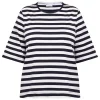 Best Marina Rinaldi Relax Marina Rinaldi Navy and White Stripe T-Shirt