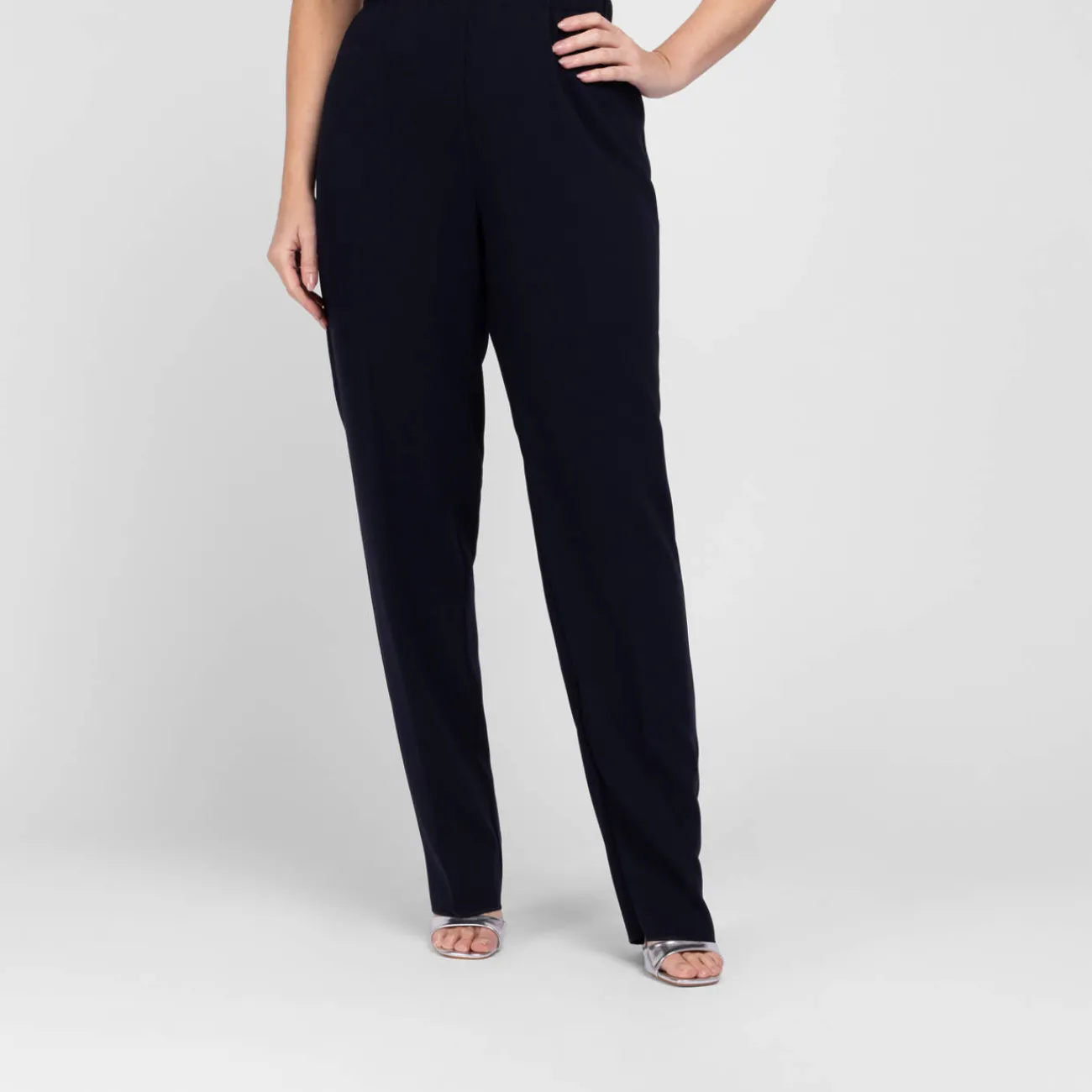 Online Marina Rinaldi NAVY PULL ON FRONT CREASE TROUSER