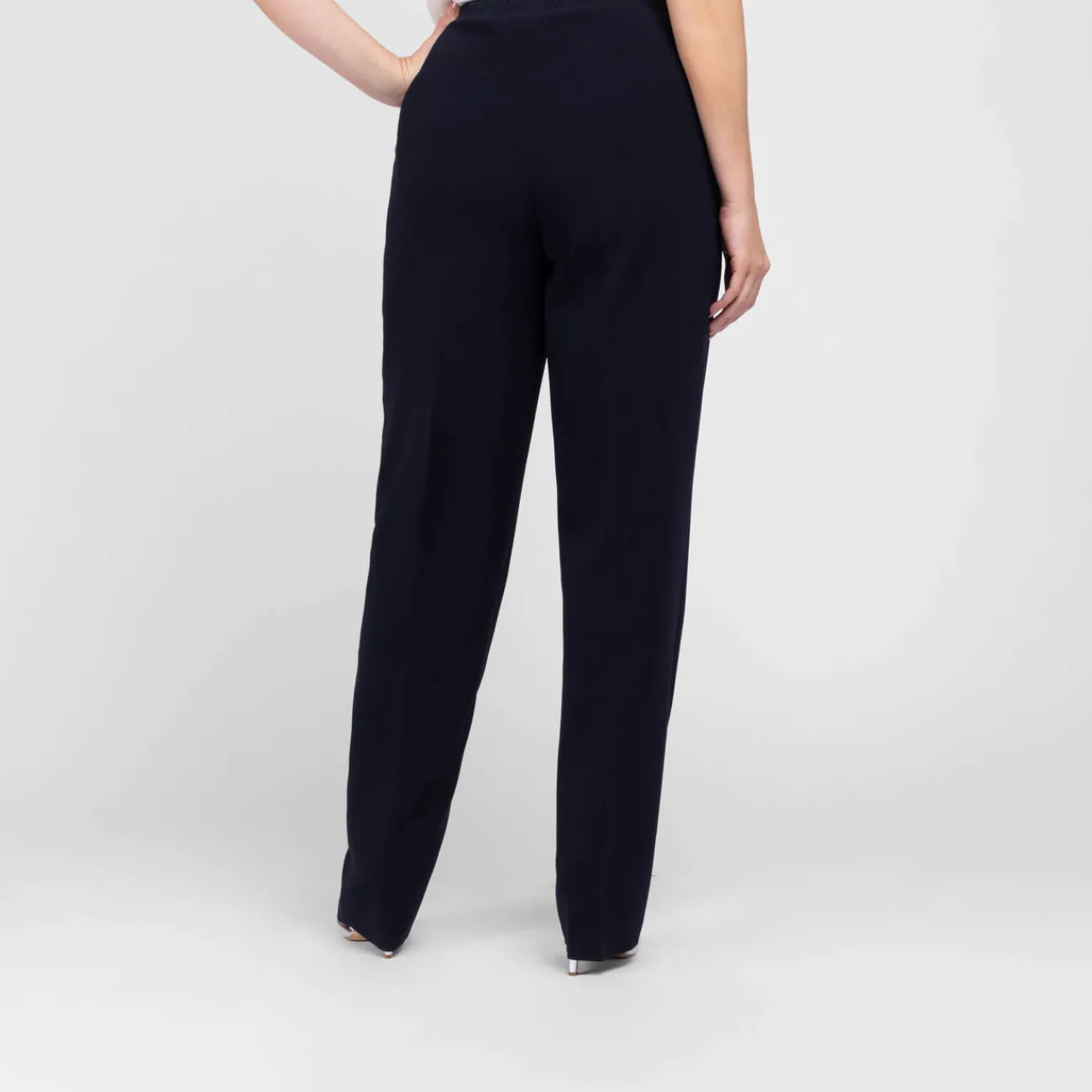 Online Marina Rinaldi NAVY PULL ON FRONT CREASE TROUSER