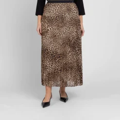 Outlet Marina Rinaldi Sport Marina Rinaldi Pleated Georgette Animal Print Skirt