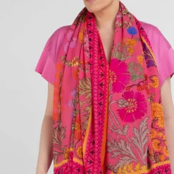 Discount Marina Rinaldi Printed Cotton Sarong Scarf Pink