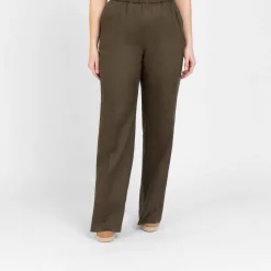 Sale Marina Rinaldi Pull On Linen Trousers Khaki Green