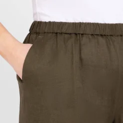 Sale Marina Rinaldi Pull On Linen Trousers Khaki Green