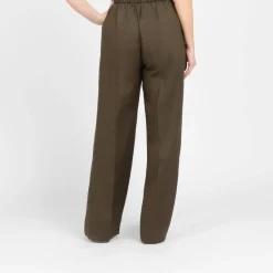 Sale Marina Rinaldi Pull On Linen Trousers Khaki Green