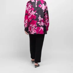 Hot Marina Rinaldi Pure Silk Twill Printed Tunic Black and Pink
