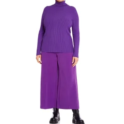 Clearance Marina Rinaldi RIBBED POLO NECK SWEATER VIOLET