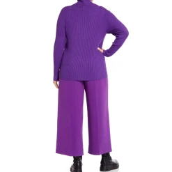 Clearance Marina Rinaldi RIBBED POLO NECK SWEATER VIOLET
