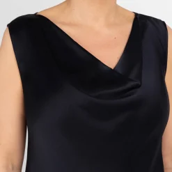 Online Marina Rinaldi Elegante Marina Rinaldi Silk Acetate Drape Vest Navy