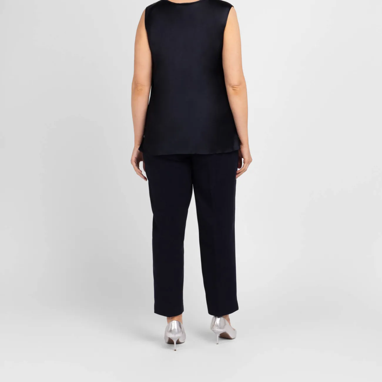 Online Marina Rinaldi Elegante Marina Rinaldi Silk Acetate Drape Vest Navy