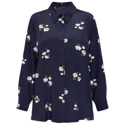 Sale Marina Rinaldi Silk Crepe de Chine Shirt Navy