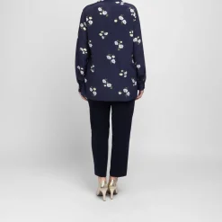 Sale Marina Rinaldi Silk Crepe de Chine Shirt Navy