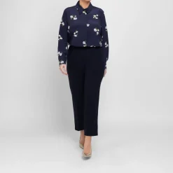 Sale Marina Rinaldi Silk Crepe de Chine Shirt Navy