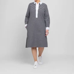 New Marina Rinaldi Sport Marina Rinaldi Stripe Jersey Dress Navy